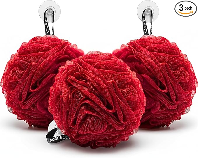 Large Bath Sponge Pack of 3 – Soft 70G Mesh Loofahs by PureBody
