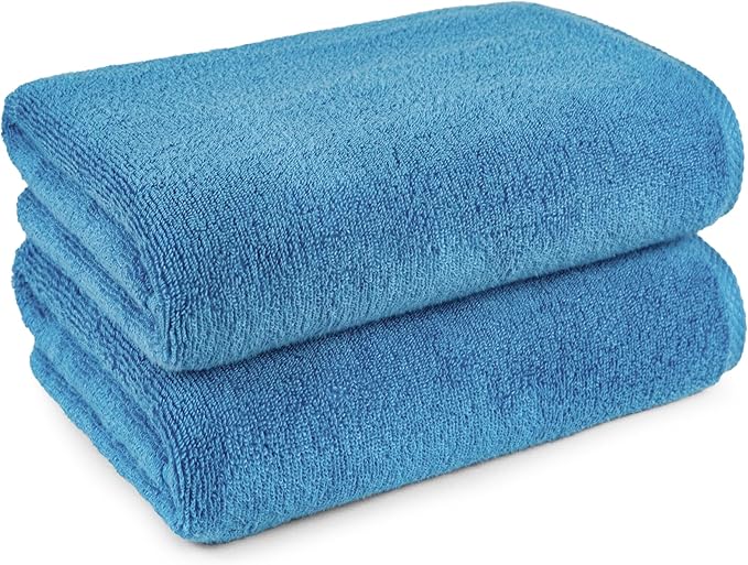 Amazon Basics 2-Piece Quick-Dry Oversize Bath Towel, 100% Cotton, Lake Blue - Image 5