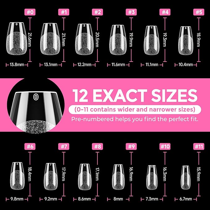 UNA GELLA Short Coffin Nail Tips: 216pcs Short Coffin Press on Nails Pre-shape - Image 8