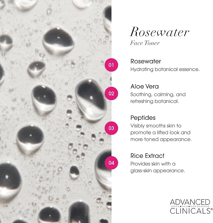Advanced Clinicals Collagen + Rosewater Facial Mist Toner W/Charcoal & Aloe - Image 4