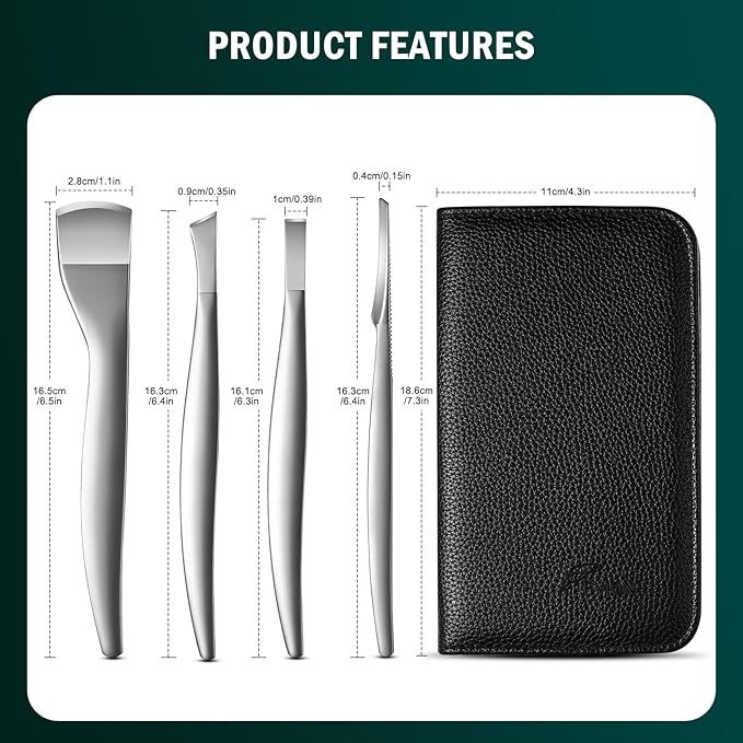 FVION Professional Pedicure Knife Set, Stainless Steel Callus Shaver Foot Blades - Image 7