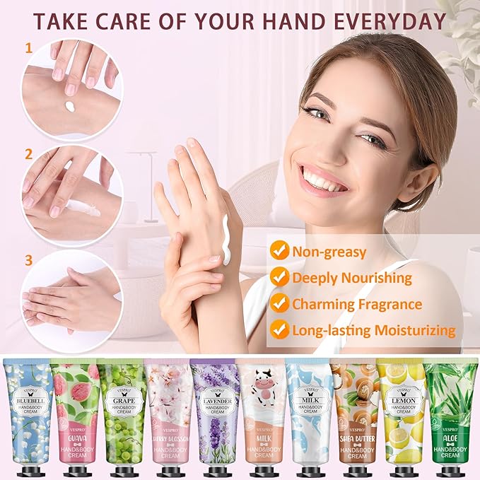 VESPRO 12 Pack Hand Cream Gift Set, Mothers Day Gifts, Bulk Hand Lotion Travel - Image 4