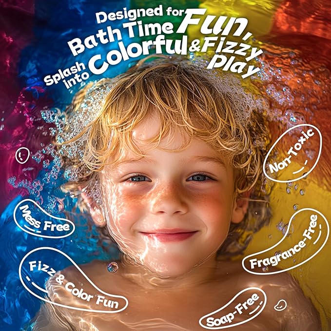 300 Count Bath Color Tablets for Kids, Non-Toxic & Fragrance-Free Fizzies - Image 4