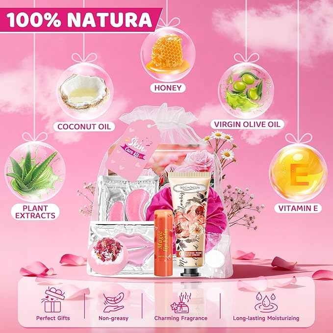 Spa Party Supplies for Women, Hand Cream, Lip Balm, Under Eye Patches, Lip Mask - Image 4