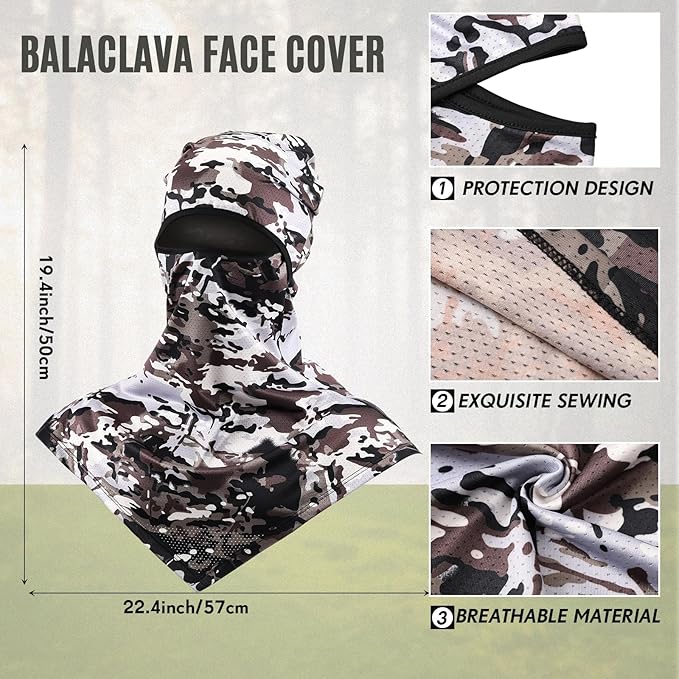 SATINIOR 3 Piece Balaclava Face Cover Sun Protection Neck Cover Summer - Image 3