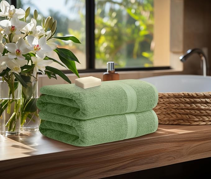 Avalon Towels Luxury 8 Piece Sage Green Towels Set, 2 Bath Towels, 2 Hand - Image 3