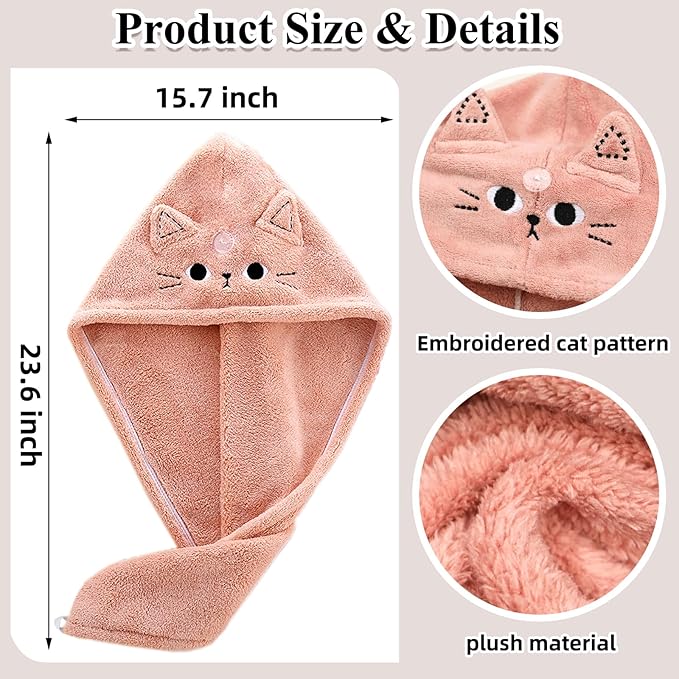 2Pack Microfiber Hair Towel Wrap - Image 3