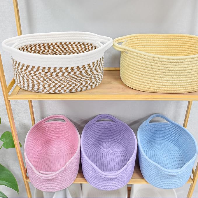 ABenkle Small Basket, Rope Room Shelf Storage Basket, Cat Dog Toys Basket Chest - Image 7