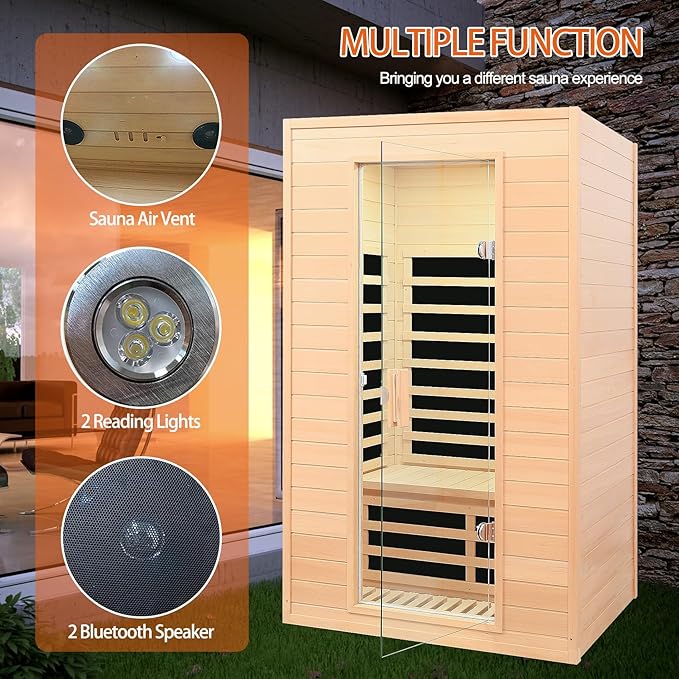 2 Person Infrared Sauna, Low EMF Far Infrared Sauna, Canadian Hemlock Wood Sauna - Image 4