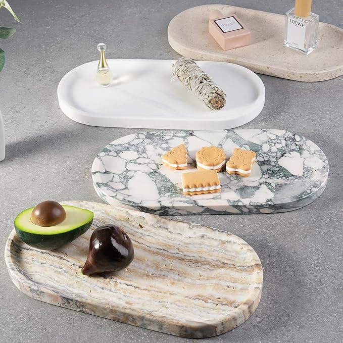 Koville Natural Marble Tray for Bathroom Decor Countertop, Vanity Tray Italy - Image 7