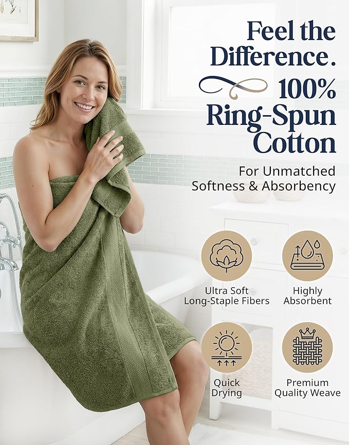 LANE LINEN Luxury Cotton Bath Towel Pack of 6 - Image 2