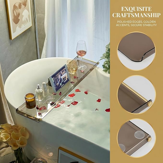Bathtub Caddy Tray for Luxury Bathroom Bath tub Table Caddy Tray Shelf for - Image 2