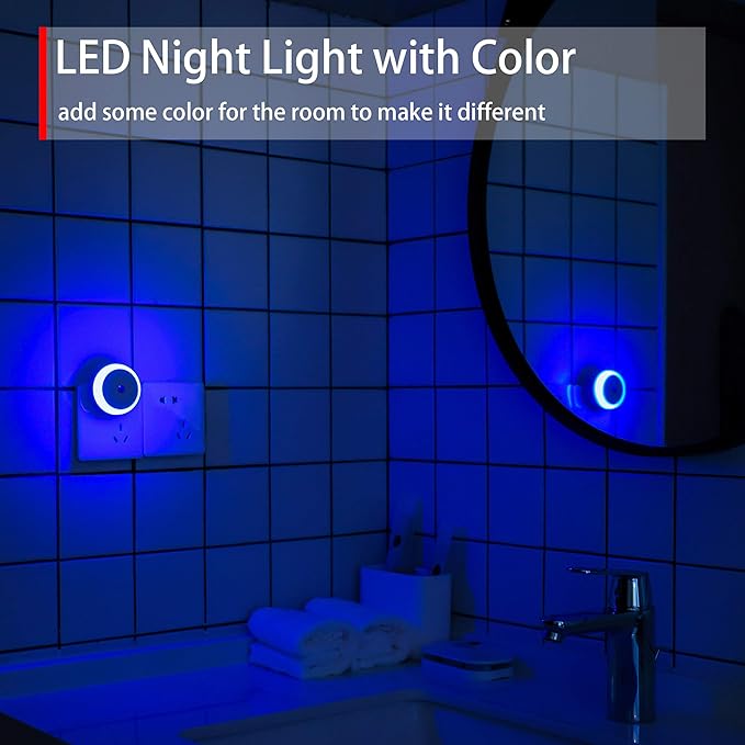 Blue LED Night Light, Plug in, Dusk to Dawn Smart Sensor, Small Round Nightlight - Image 7