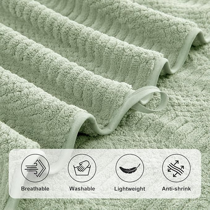 8 Piece Sage Green Bath Towels Set, 2 Oversized Large Bath Sheets, 2 Hand - Image 9