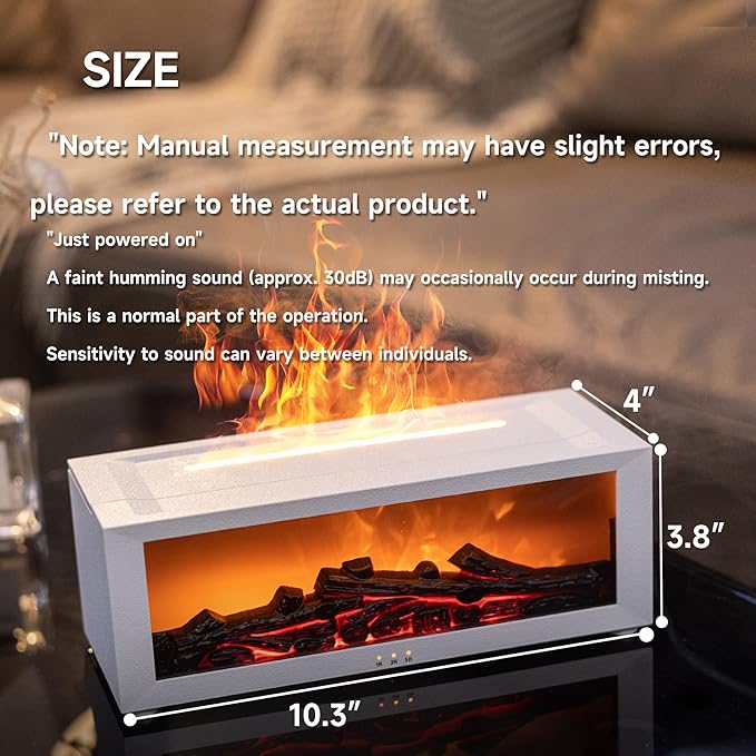 TMEHM Fireplace Flame Air Diffuser Humidifier, 7 Colors Aromatherapy Essential - Image 2