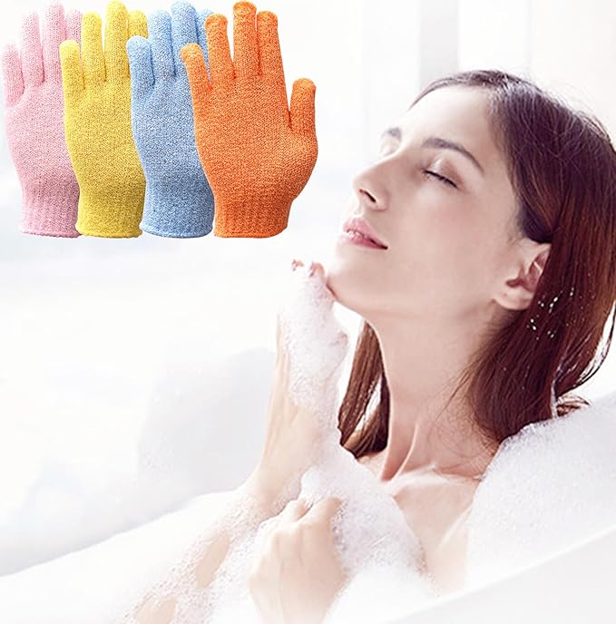 IBLUE Shower Gloves, Double Sided Exfoliating Bath Body Scrub Gloves - Image 5