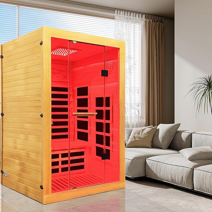 OUTEXER Infrared Sauna 2000W Wooden Saunas Home Spa Room Canadian Hemlock Wood - Image 7