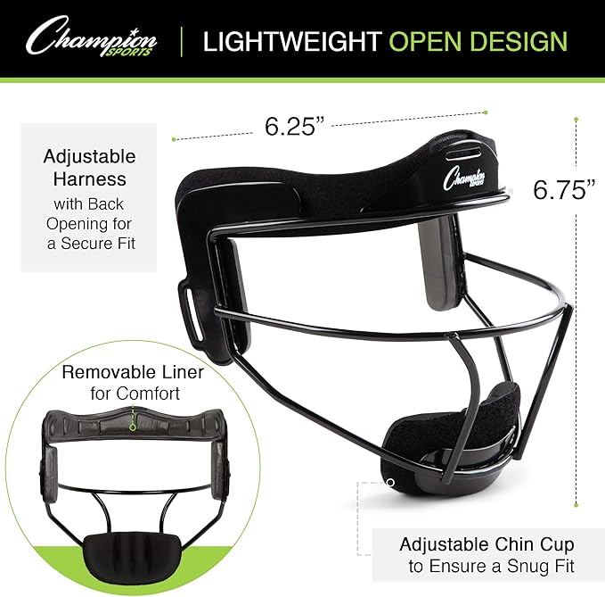 Champion Sports Steel Softball Face Mask – Durable Fielder’s Mask - Image 4