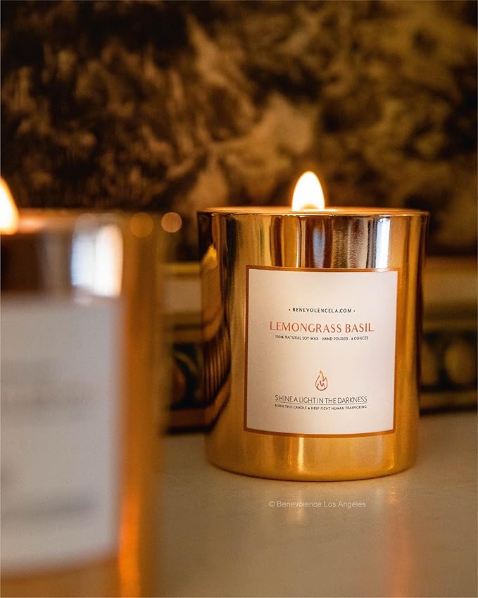 Benevolence LA Lemongrass & Basil Wood Wick Candles | Soy Christmas Scented - Image 5