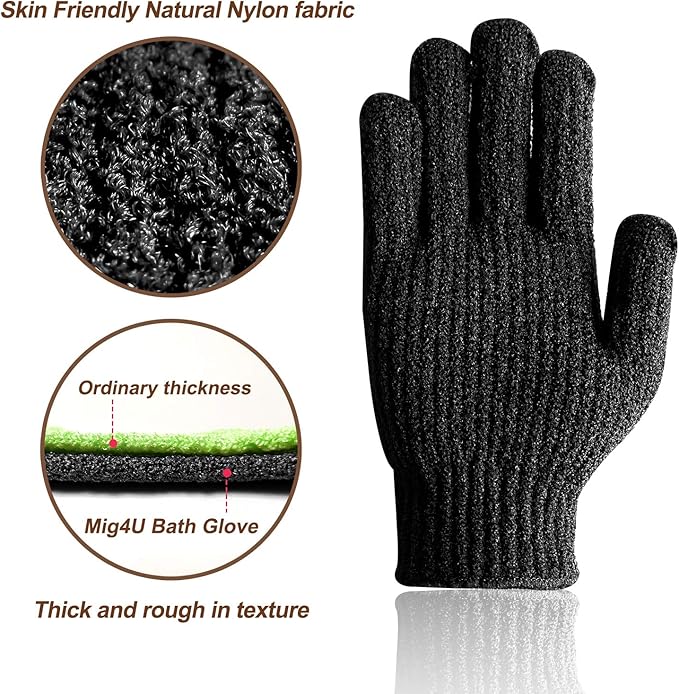 MIG4U Shower Exfoliating Scrub Gloves, Bathing Gloves Body Wash Dead Skin - Image 2