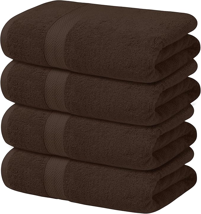 Avalon Towels Brown Bath Towels Set of 4 pcs, 100% Cotton Towel Absorbent and by AvalonTowels