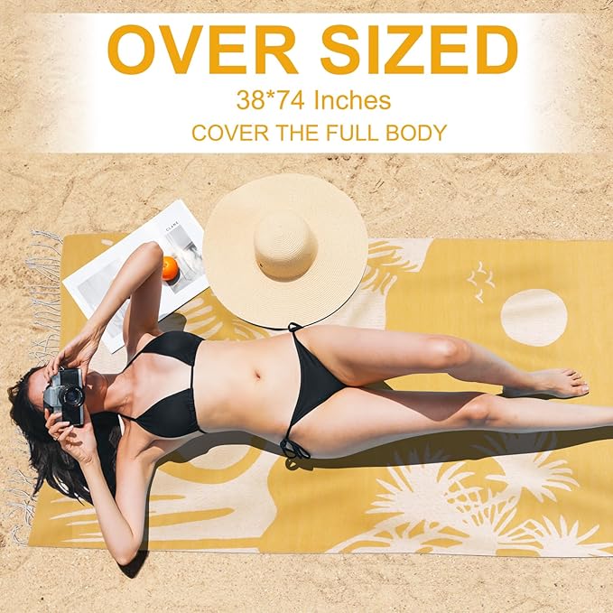 Oversized Cotton Turkish Beach Towels 72"x36" Lightweight Quick Dry Sandless - Image 2