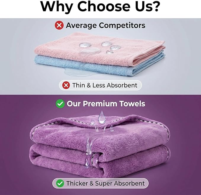 Microfiber Hair Towel 4 Pack, Hair Towel Wrap Quick Dry Hair Hat Anti-frizz - Image 6