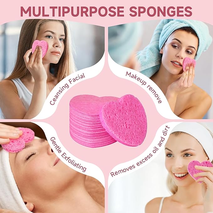 100 Count Compressed Facial Sponges 100% Natural Cellulose Eco-Friendly Makeup - Image 4