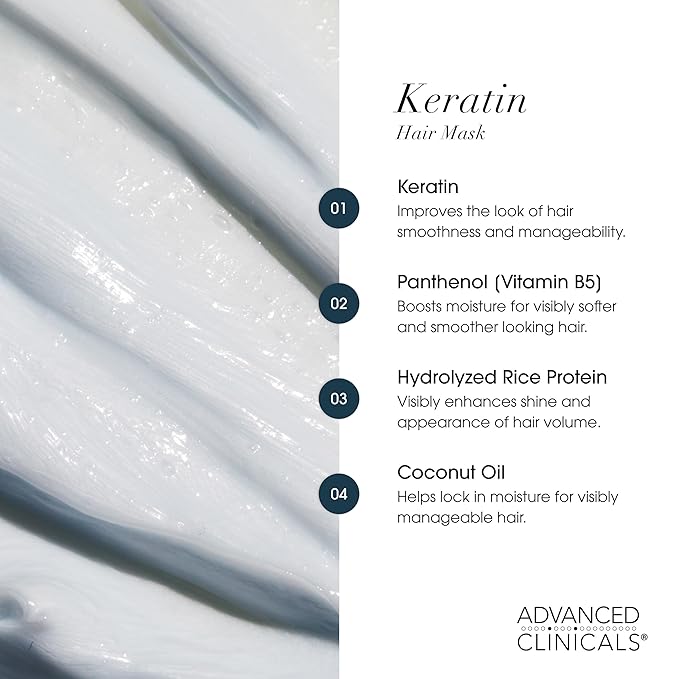 Advanced Clinicals Keratin Hair Mask Treatment, 12 Fl Oz - Image 4