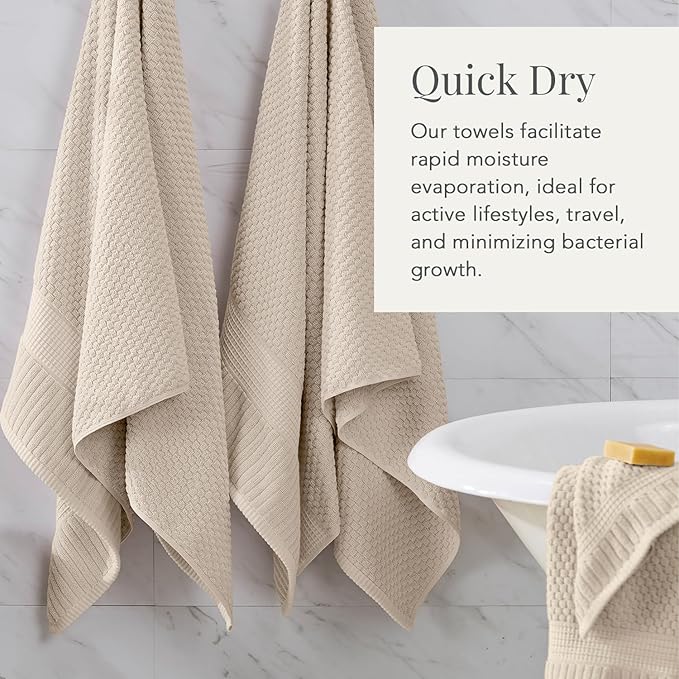 NY Loft 100% Cotton Bath Towel 4 Pack | Super Soft & Absorbent Quick-Dry Bath - Image 3