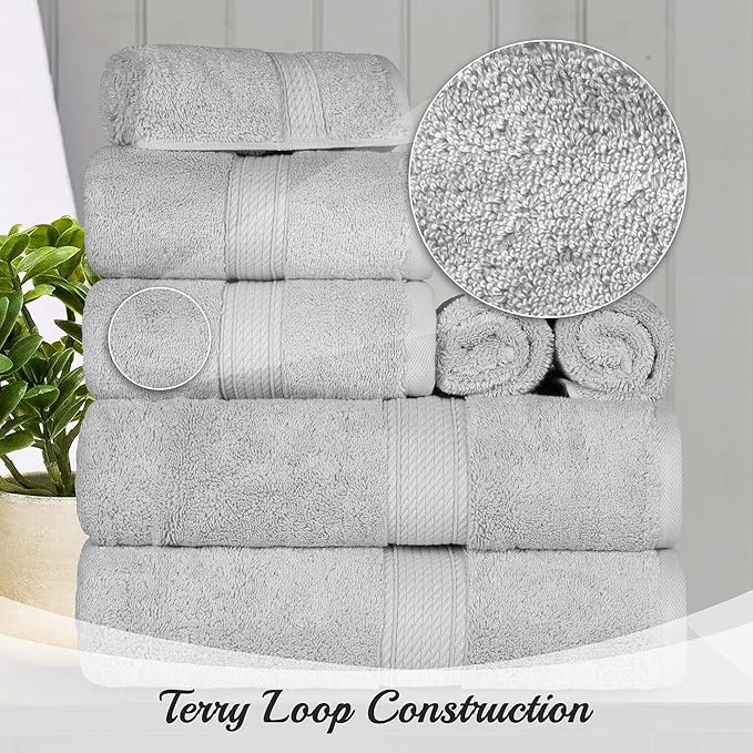 SUPERIOR Egyptian Cotton Pile 3 Piece Towel Set, Includes 1 Bath, 1 Hand - Image 3