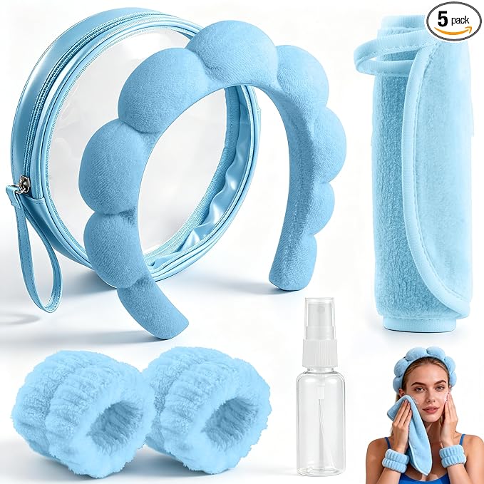 Real Perfection Spa Headband for Washing Face, Skincare Headband Wristband Set by Real+Perfection
