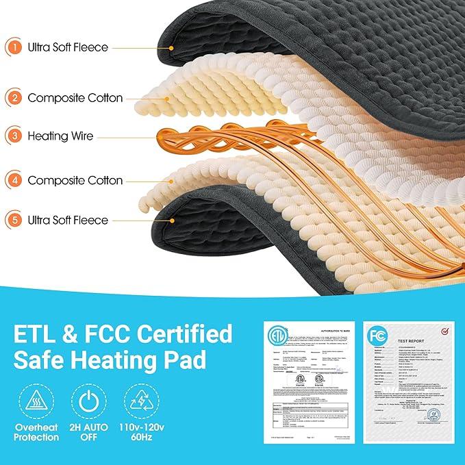 Boileau Electric Heating Pad for Back Pain and Period Cramps Relief, 3 Heating - Image 6