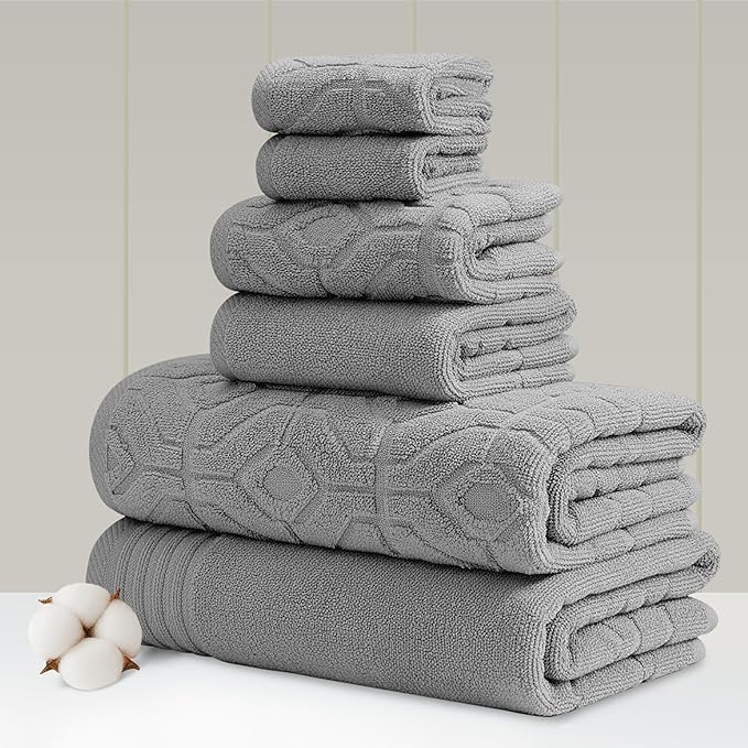 Modern Threads 6 Piece Cotton Bath Towel Set – Ultra Soft 550 GSM Towels – by ModernThreads