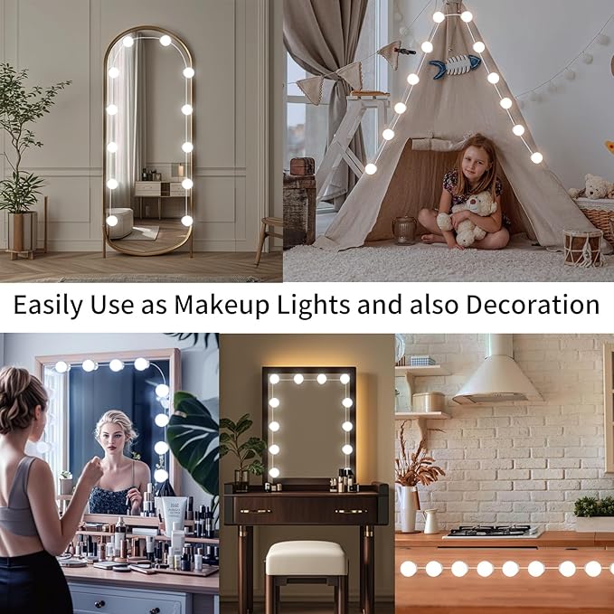 LED Vanity Mirror Lights with 12 Stick On Dimmable Bulbs, 3000K 4500K 6500K & - Image 7