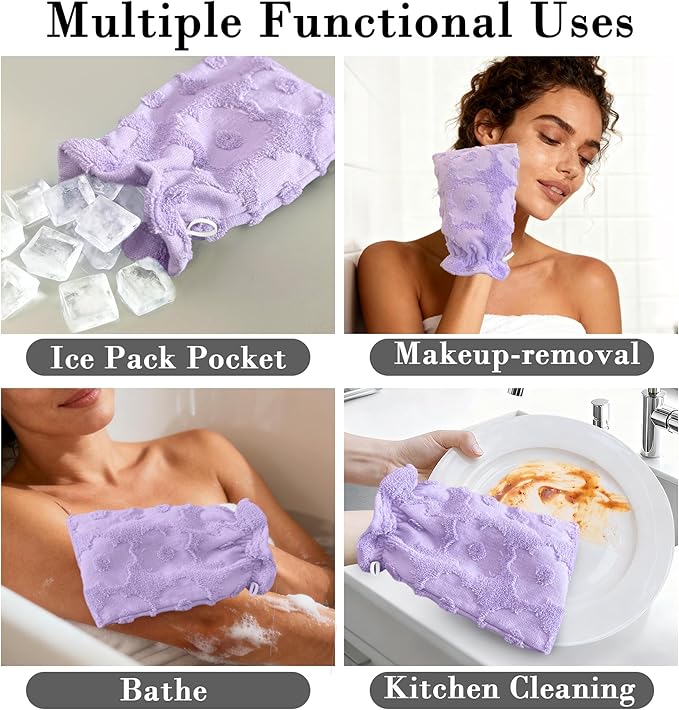 VOOVA & MOVAS 6-Pack Shower Wash Cloth, 100% Cotton Soft Absorbent Bath Mitts - Image 4