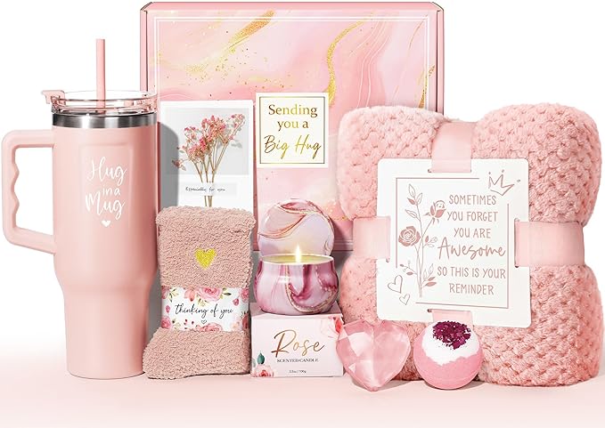 Birthday Gifts for Women Self Care Get Well Soon Gifts, Rose Relaxing Spa Bath by Qinline
