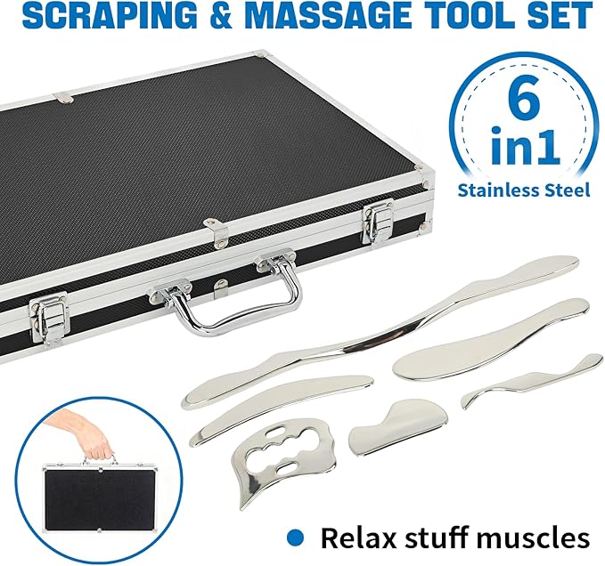 6-Piece Gua Sha Muscle Stainless Steel Scraper Massage Tool Set - Image 2