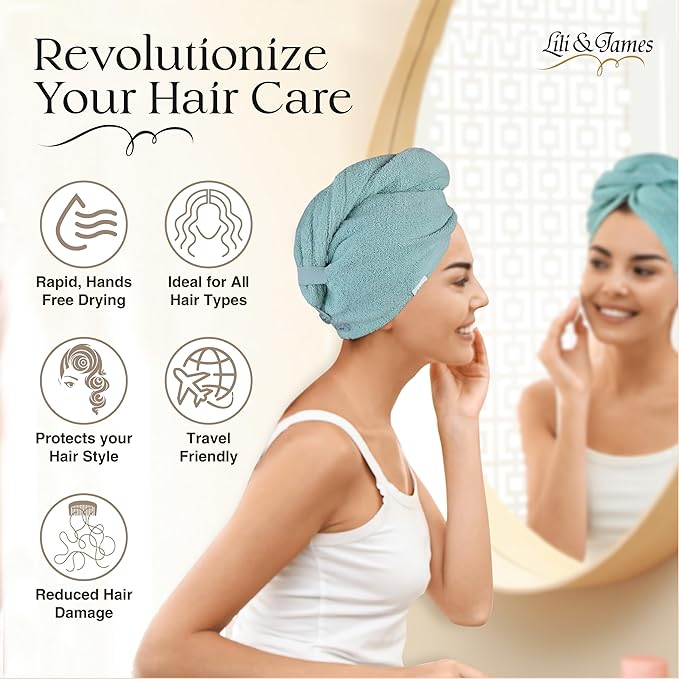 Lili&James 100% Cotton Hair Towel Wrap - Image 6