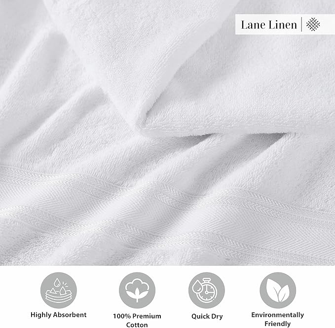 LANE LINEN 100% Cotton 4 Pack Bath Towels - Image 6