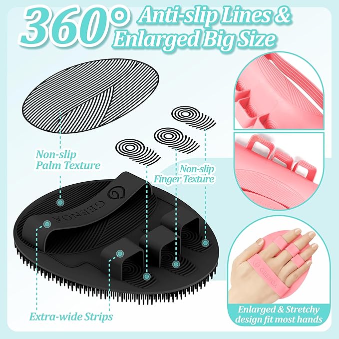 Silicone Body Scrubber 4PCS, 360° Anti-Slip & Enlarged Exfoliating Bath Glove - Image 2