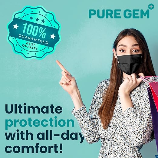 Black Disposable Face Mask, 3-Ply Adult Masks, Facial Cover - Image 6