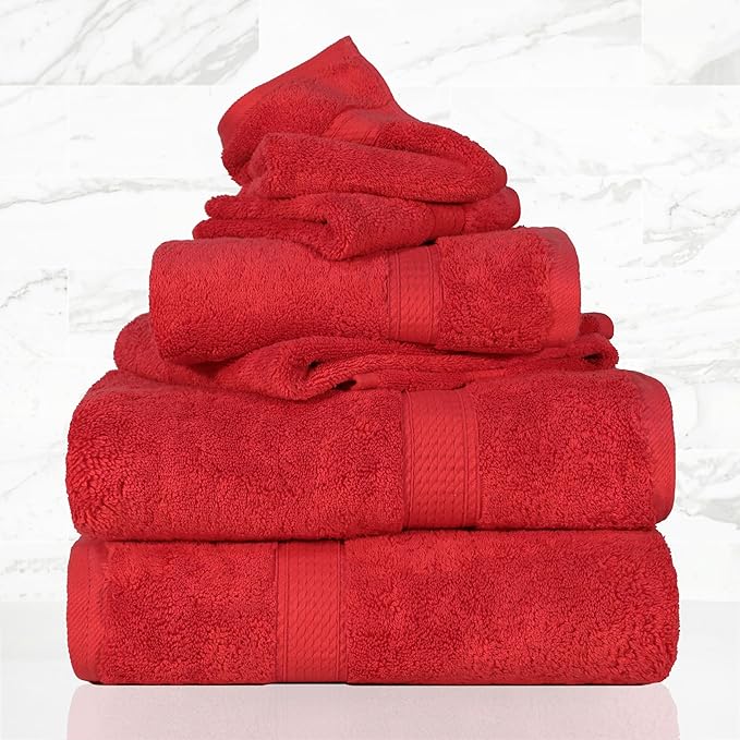 SUPERIOR Egyptian Cotton Pile 6 Piece Towel Set, Includes 2 Bath, 2 Hand - Image 2