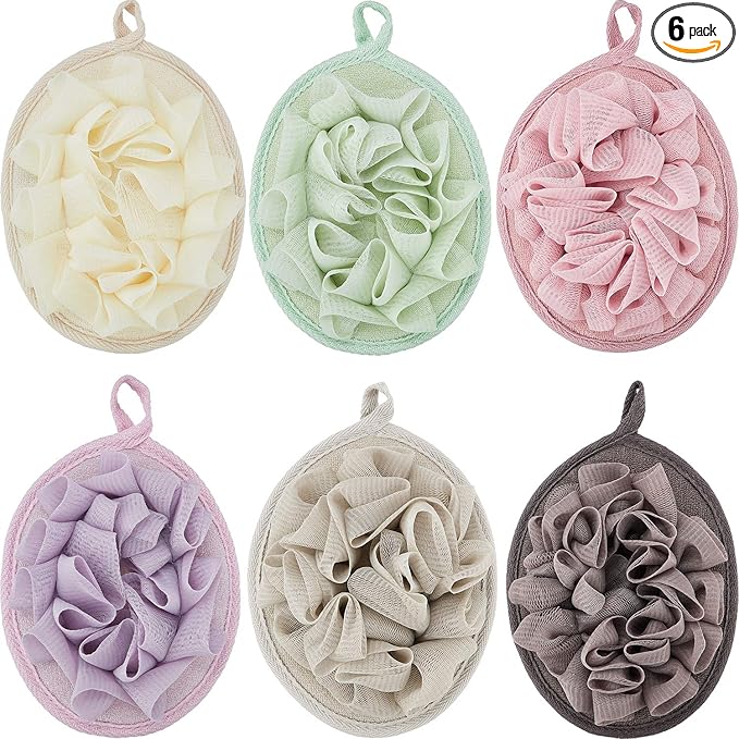 Boao 6 Pcs Bath Shower Pouf Sponge Mesh Pouf Shower Ball Exfoliating Body by Boao