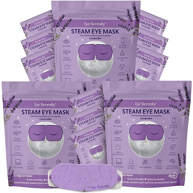 Lure Essentials Steam Eye Mask, Heated Eye Mask, Self Heating Warm Compress by LureEssentials