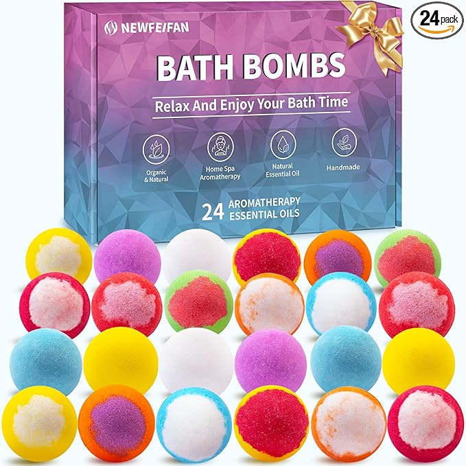 Bath Bombs for Women & Men, Basket Set for Mothers Day Gifts for Mom, Spa by Newfeifan