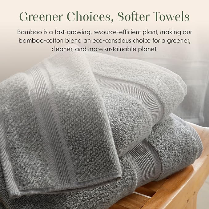 Springtree Home Luxury Bamboo Rayon Bath Towel Set of 4 | 35% Bamboo Rayon - Image 8