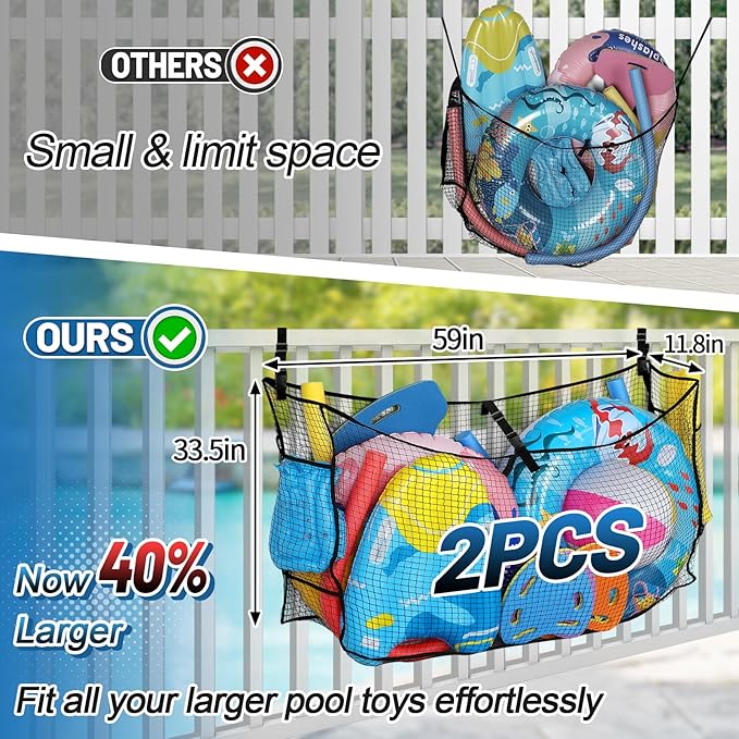 2Pcs Large Pool Float Toy Storage Net - Image 2