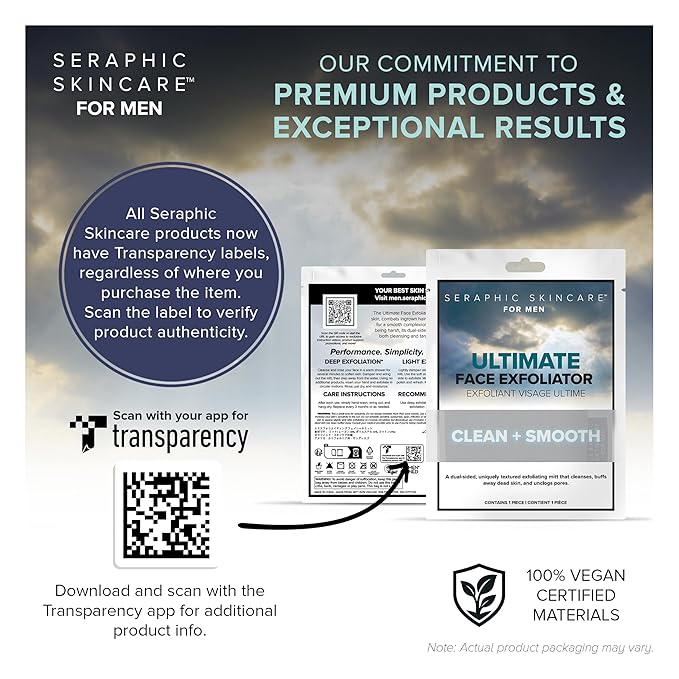 Seraphic Skincare Men Ultimate Exfoliating Facial Mitt – 100% Vegan Dual-Sided - Image 6