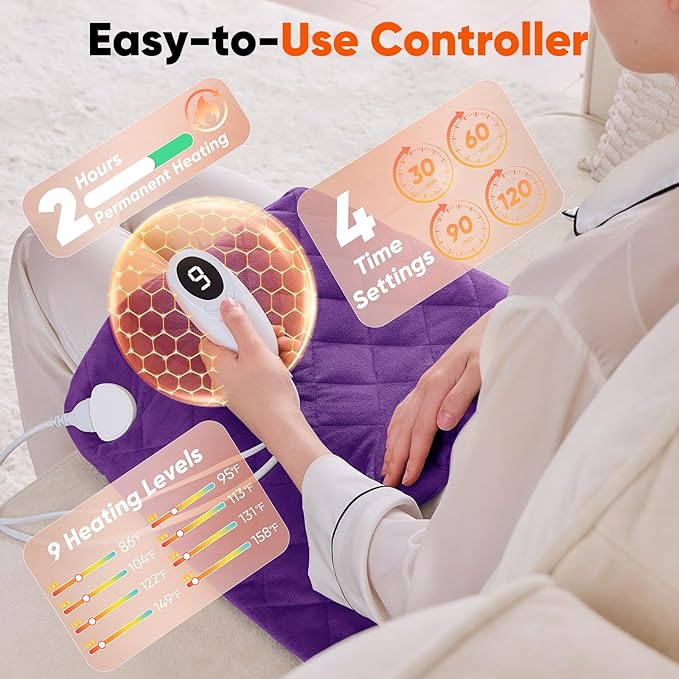 Purple Weighted Heating Pad for Neck Shoulders and Back, Mothers Day Gifts for - Image 7